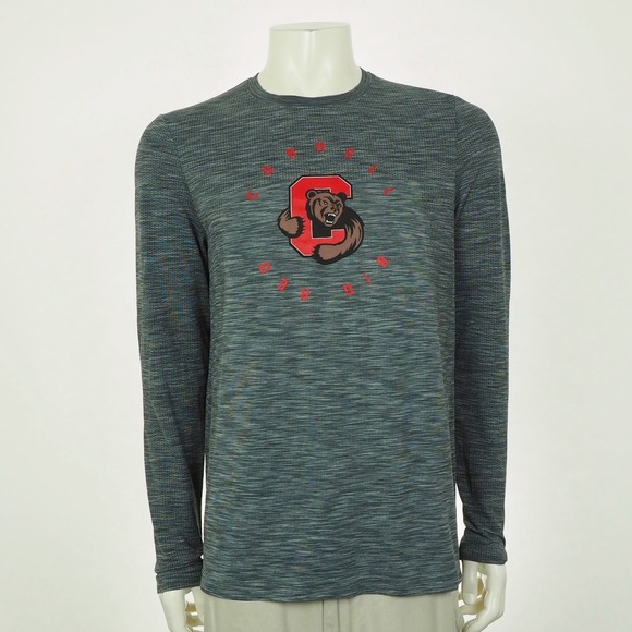 Under Armour Cornell Big Red Tee Shirt Mens Large Gray Fitted HeatGear Training - Picture 1 of 4